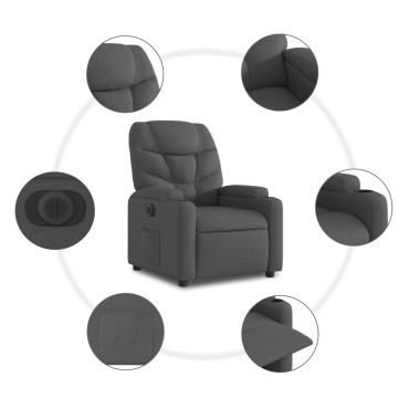 vidaXL Πολυθρόνα Ανακλινόμενη Ηλεκτρική Μαύρη Υφασμάτινη 1 τεμ.