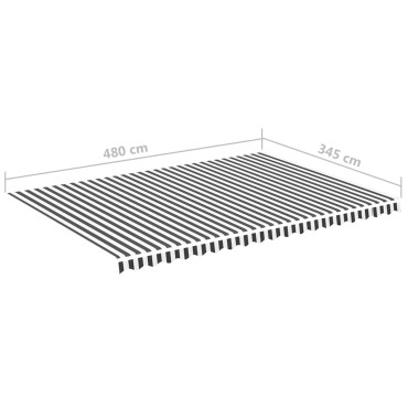 vidaXL Τεντόπανο Ανταλλακτικό Ανθρακί / Λευκό 5 x 3,5 μ.