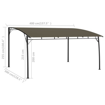 vidaXL Τεντοπέργκολα Κήπου Taupe 4 x 3 x 2,55 μ.