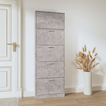vidaXL Παπουτσοθήκη Γκρι Σκυροδέματος 59x17x169cm Επεξεργασμένο Ξύλο