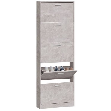 vidaXL Παπουτσοθήκη Γκρι Σκυροδέματος 59x17x169cm Επεξεργασμένο Ξύλο