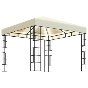 vidaXL Κιόσκι με Φωτάκια LED Κρεμ 3 x 3 μ.