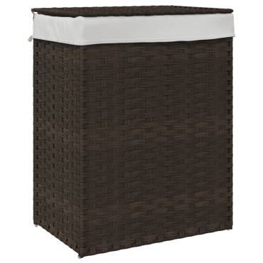 vidaXL Καλάθι Πλυντηρίου με Καπάκι Σκ. Καφέ 46x33x60 εκ. Συνθ. Ρατάν