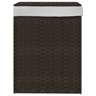 vidaXL Καλάθι Πλυντηρίου με Καπάκι Σκ. Καφέ 46x33x60 εκ. Συνθ. Ρατάν