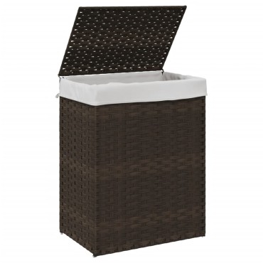 vidaXL Καλάθι Πλυντηρίου με Καπάκι Σκ. Καφέ 46x33x60 εκ. Συνθ. Ρατάν
