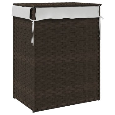 vidaXL Καλάθι Πλυντηρίου με Καπάκι Σκ. Καφέ 46x33x60 εκ. Συνθ. Ρατάν
