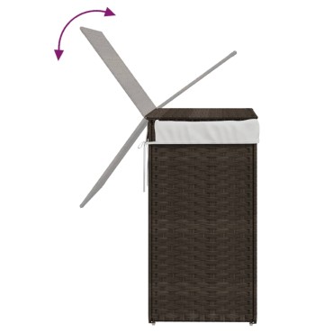 vidaXL Καλάθι Πλυντηρίου με Καπάκι Σκ. Καφέ 46x33x60 εκ. Συνθ. Ρατάν