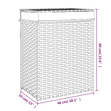 vidaXL Καλάθι Πλυντηρίου με Καπάκι Σκ. Καφέ 46x33x60 εκ. Συνθ. Ρατάν