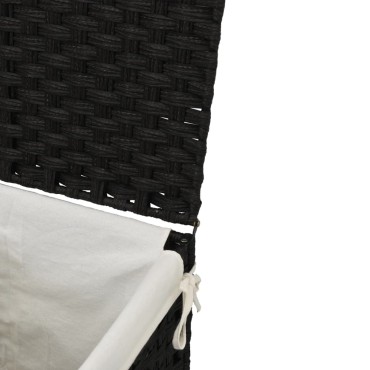 vidaXL Καλάθι Πλυντηρίου με Καπάκι Μαύρο 46x33x60 εκ. Συνθετικό Ρατάν