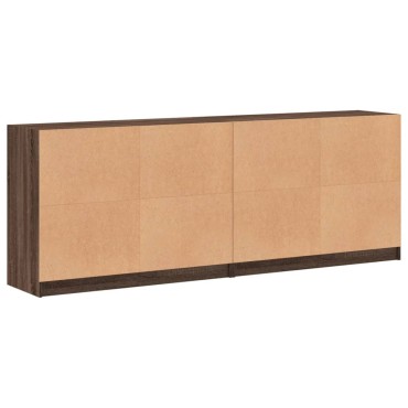 vidaXL Βιβλιοθήκη με Πόρτες Καφέ Δρυς 204x37x75cm Επεξ. Ξύλο 1 τεμ.