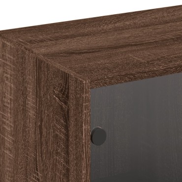 vidaXL Βιβλιοθήκη με Πόρτες Καφέ Δρυς 204x37x75cm Επεξ. Ξύλο 1 τεμ.