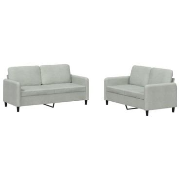 vidaXL Σετ Σαλονιού 2 τεμ. Αν. Γκρι Βελούδινο 138x77x80cm  Διθέσιος