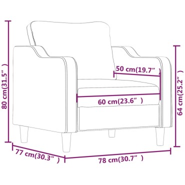 vidaXL Πολυθρόνα Σαλονιού Μπορντό Υφασμάτινη 78x77x80cm 1 τεμ. Γωνιακός