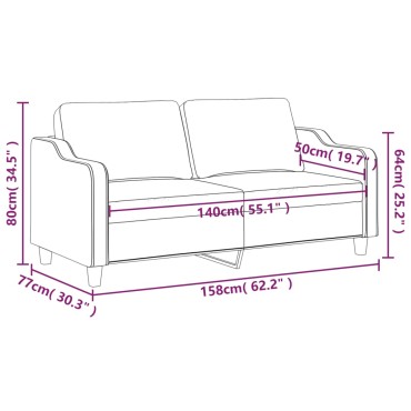 vidaXL Καναπές Διθέσιος Κρεμ Υφασμάτινος 158x77x80cm 1 τεμ.
