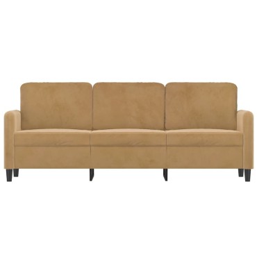 vidaXL Καναπές Τριθέσιος Καφέ Βελούδινος 198x77x80cm 1 τεμ.