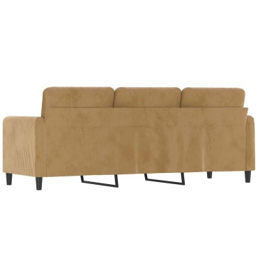 vidaXL Καναπές Τριθέσιος Καφέ Βελούδινος 198x77x80cm 1 τεμ.