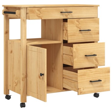vidaXL Τρόλεϊ Κουζίνας MONZA 84x40x88,5cm από Μασίφ Ξύλο Πεύκου 1 τεμ.