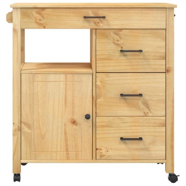 vidaXL Τρόλεϊ Κουζίνας MONZA 84x40x88,5cm από Μασίφ Ξύλο Πεύκου 1 τεμ.