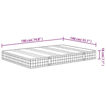 vidaXL Στρώμα με Bonnell Springs Μεσαία Σκληρότητα 140x190cm 1 τεμ. - Μονό
