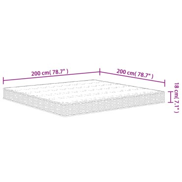 vidaXL Στρώμα με Bonnell Springs Μεσαία Σκληρ. 200x200cm King Size 1 τεμ. - Διπλό