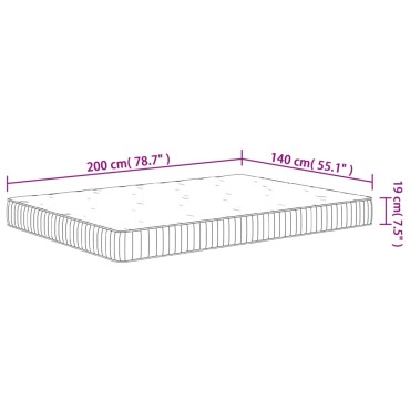 vidaXL Στρώμα με Pocket Springs Μεσαία 140x200cm 1 τεμ. - Διπλό