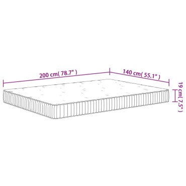 vidaXL Στρώμα με Pocket Springs Μεσαία 140x200cm 1 τεμ. - Διπλό