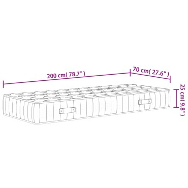 vidaXL Στρώμα με Pocket Springs Μεσαία Σκληρότητα 70x200cm 1 τεμ. - Μονό