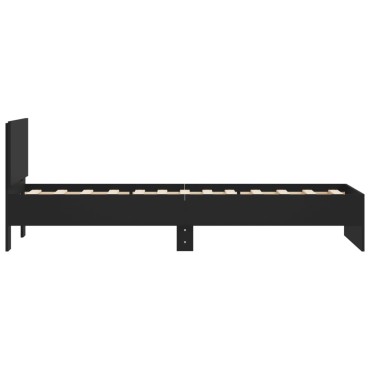 vidaXL Πλαίσιο Κρεβατιού με Κεφαλάρι Μαύρο 90x200cm Επεξεργ. Ξύλο 1 τεμ. - Μονό