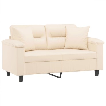 vidaXL Καναπές Διθέσιος Beige Ύφασμα Μικροϊνών με Μαξιλάρια 210x77x80cm 1 τεμ.