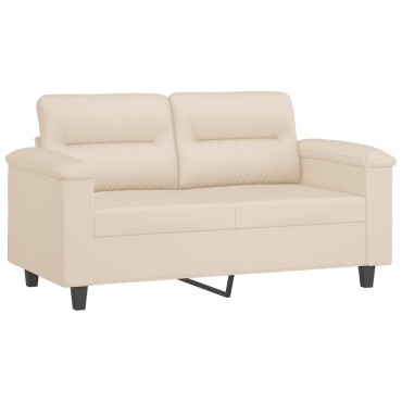 vidaXL Καναπές Διθέσιος Beige Ύφασμα Μικροϊνών με Μαξιλάρια 210x77x80cm 1 τεμ.