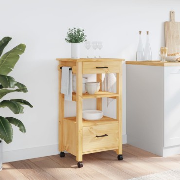 vidaXL Τρόλεϊ Κουζίνας MONZA 48x40x90cm από Μασίφ Ξύλο Πεύκου 1 τεμ.