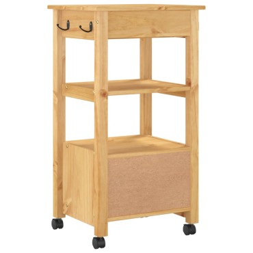 vidaXL Τρόλεϊ Κουζίνας MONZA 48x40x90cm από Μασίφ Ξύλο Πεύκου 1 τεμ.
