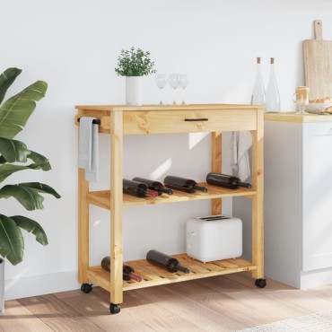 vidaXL Τρόλεϊ Κουζίνας MONZA 84x40x90cm από Μασίφ Ξύλο Πεύκου 1 τεμ.