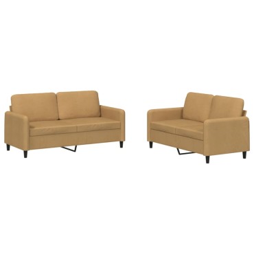 vidaXL Πολυθρόνες Σετ 2 τεμ. Καφέ από Βελούδο 138x77x80cm  Διθέσιος