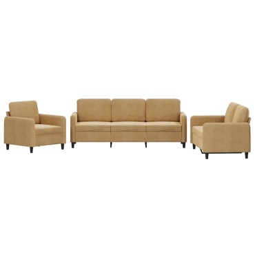 vidaXL Σαλόνι Σετ 3 τεμ. Καφέ από Βελούδο 78x77x80cm  Διθέσιος Τριθέσιος