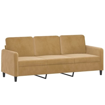 vidaXL Σαλόνι Σετ 3 τεμ. Καφέ από Βελούδο 78x77x80cm  Διθέσιος Τριθέσιος