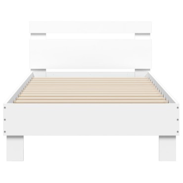 vidaXL Πλαίσιο Κρεβατιού με Κεφαλάρι/LED Λευκό 90x190cm 1 τεμ. - Μονό