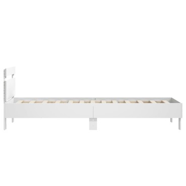 vidaXL Πλαίσιο Κρεβατιού με Κεφαλάρι/LED Λευκό 90x190cm 1 τεμ. - Μονό