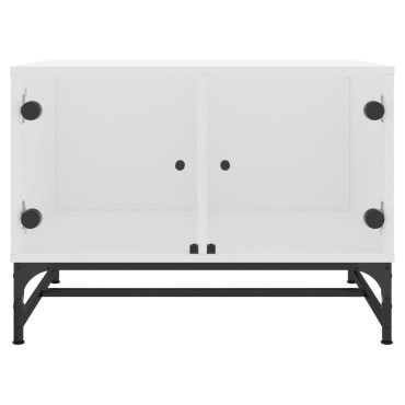 vidaXL Τραπεζάκι Σαλονιού Λευκό 68,5x50x50cm με Γυάλινες Πόρτες 1 τεμ.