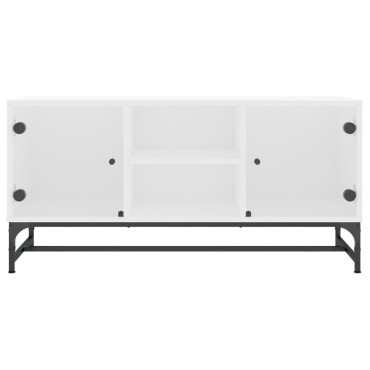 vidaXL Έπιπλο Τηλεόρασης Λευκό 102x37x50cm με Γυάλινες Πόρτες