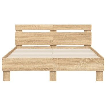 vidaXL Πλαίσιο Κρεβατιού με Κεφαλάρι/LED Sonoma δρυς 120x200cm 1 τεμ. - Μονό