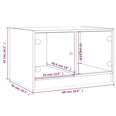 vidaXL Τραπεζάκι Σαλονιού Μαύρο 68x50x42cm με Γυάλινες Πόρτες 1 τεμ.