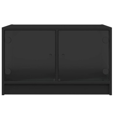 vidaXL Τραπεζάκι Σαλονιού Μαύρο 68x50x42cm με Γυάλινες Πόρτες 1 τεμ.