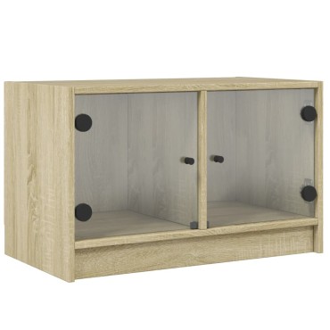 vidaXL Βοηθητικό Ντουλάπι Sonoma Δρυς 68x37x42cm με Γυάλινες Πόρτες