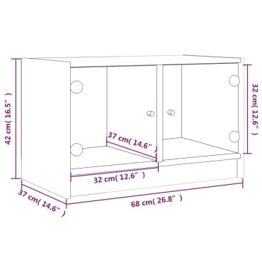 vidaXL Βοηθητικό Ντουλάπι Sonoma Δρυς 68x37x42cm με Γυάλινες Πόρτες