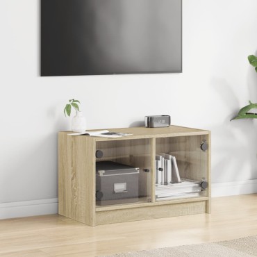 vidaXL Βοηθητικό Ντουλάπι Sonoma Δρυς 68x37x42cm με Γυάλινες Πόρτες