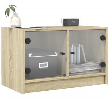 vidaXL Βοηθητικό Ντουλάπι Sonoma Δρυς 68x37x42cm με Γυάλινες Πόρτες