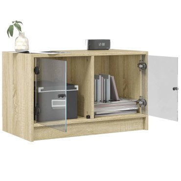 vidaXL Βοηθητικό Ντουλάπι Sonoma Δρυς 68x37x42cm με Γυάλινες Πόρτες