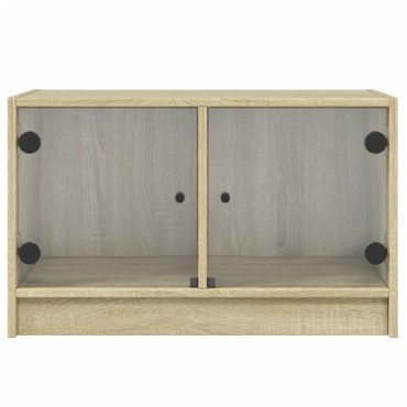 vidaXL Βοηθητικό Ντουλάπι Sonoma Δρυς 68x37x42cm με Γυάλινες Πόρτες