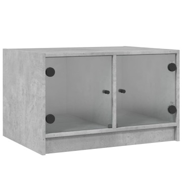 vidaXL Τραπεζάκι Σαλονιού Γκρι Σκυροδ. 68x50x42cm Γυάλινες Πόρτες 1 τεμ.